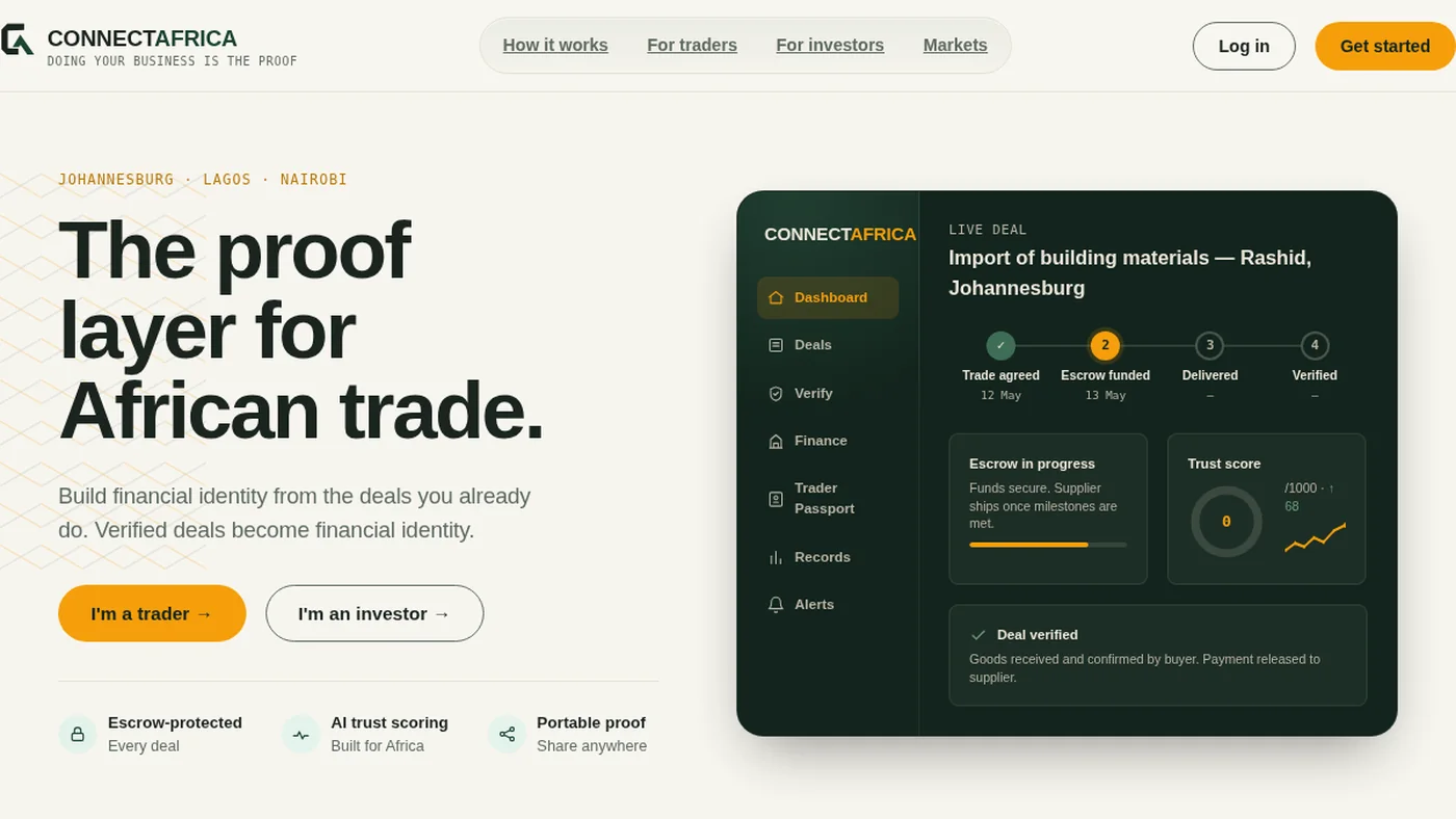 Rebranded ConnectAfrica hero section