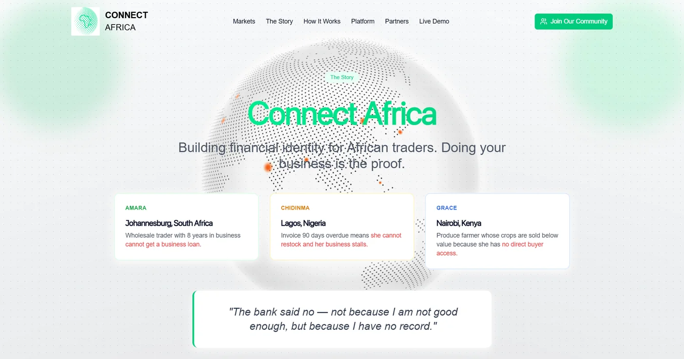 Original AI-generated ConnectAfrica hero section